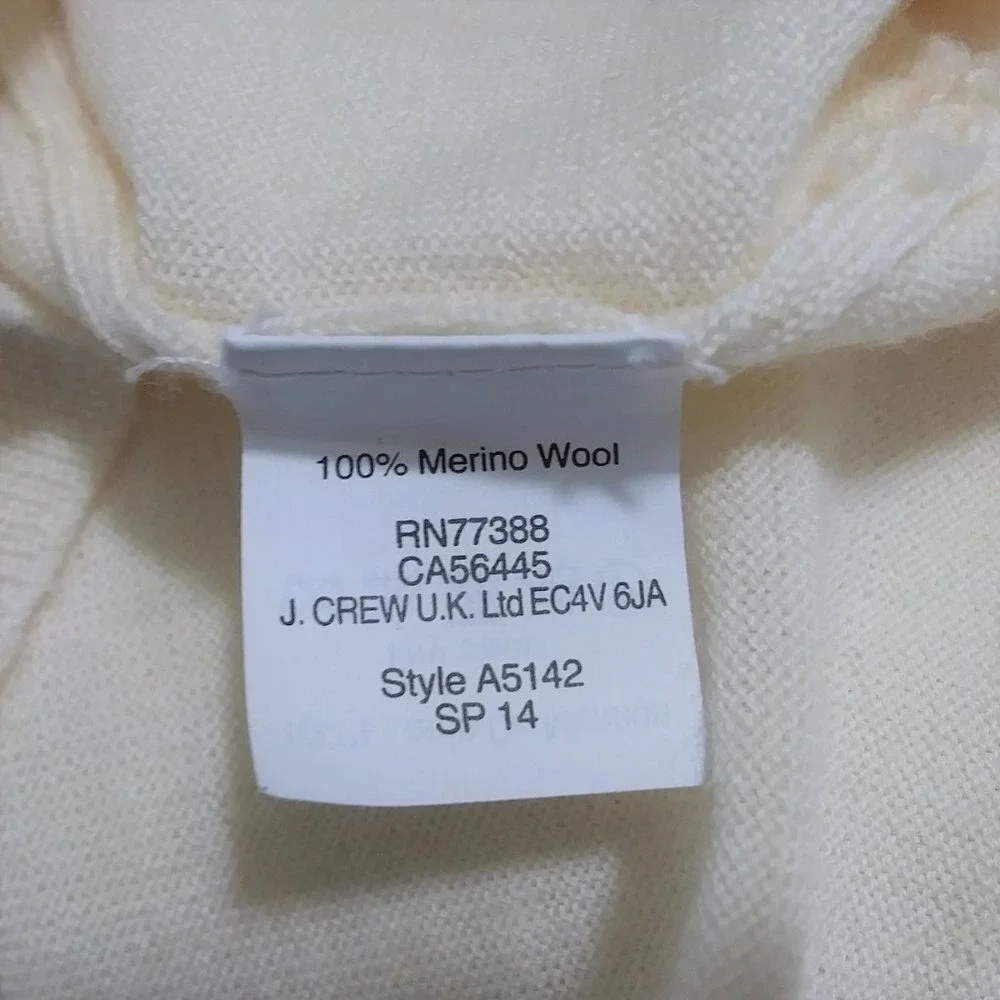 J.Crew Womens‎ XS Cream 100% Merino Wool Shoulder Zip Sweater A5142 Ivory